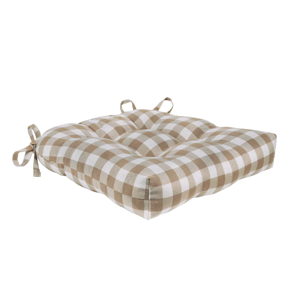 Beige Plaid Chair Cushion J2029