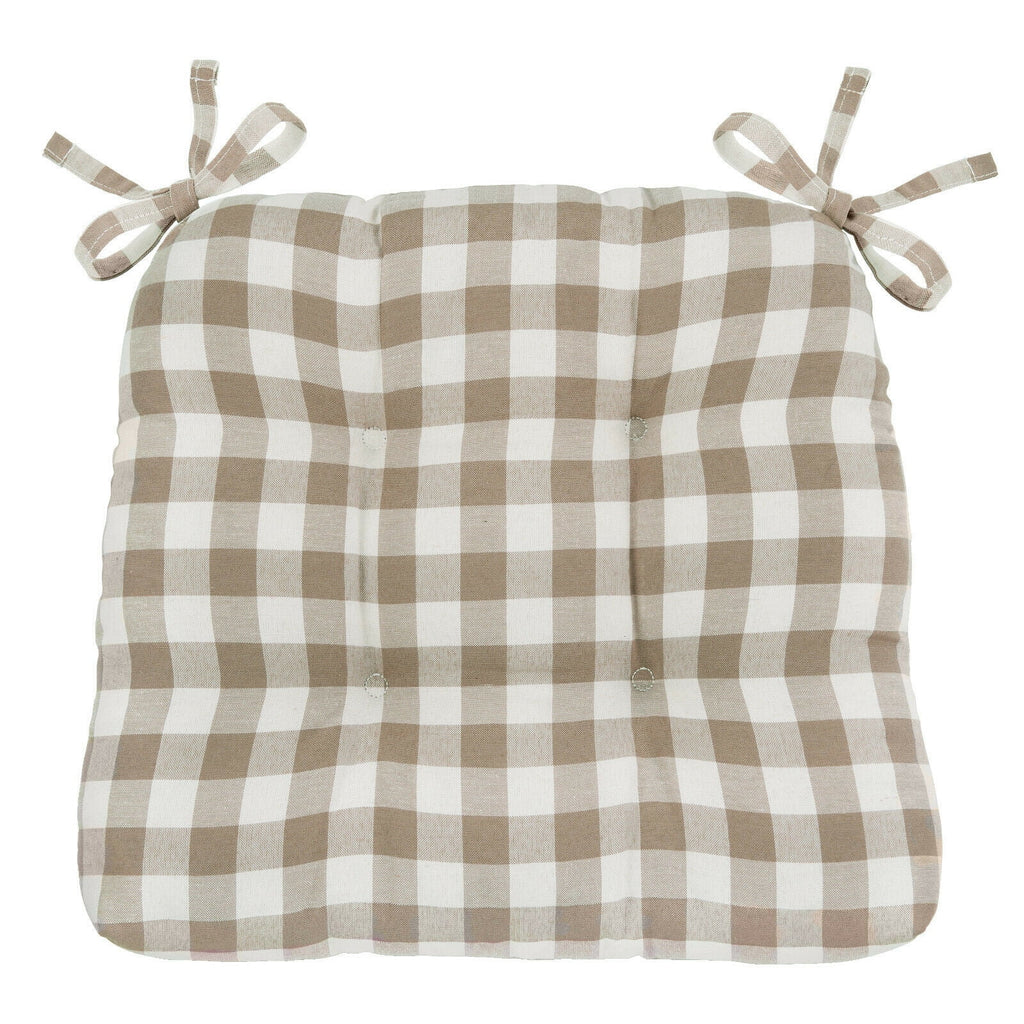 Beige Plaid Chair Cushion J2029