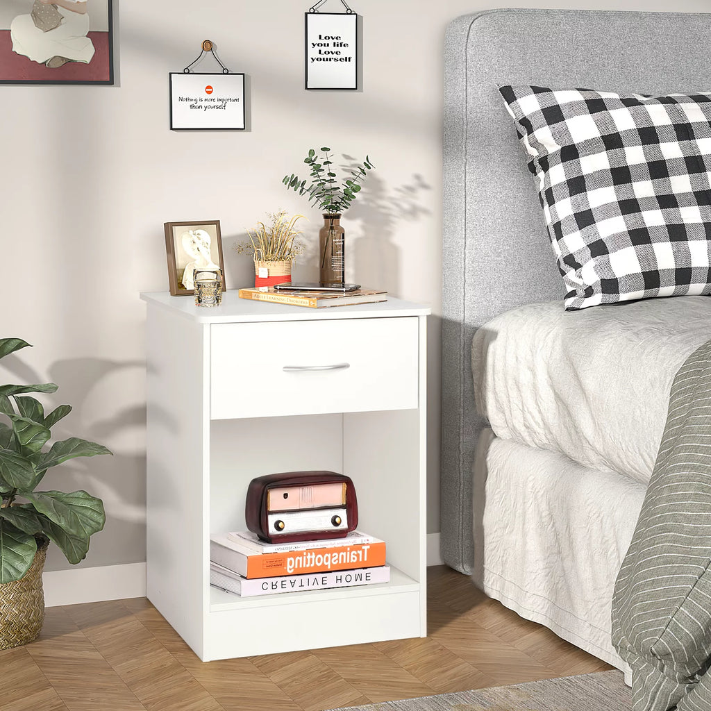 White Nightstand with Drawer T501