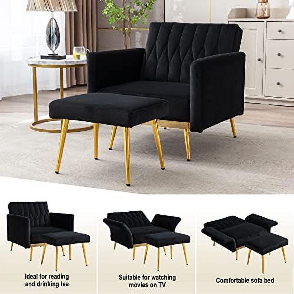 Modern Velvet Single Sofa Chair with Ottoman Q696772