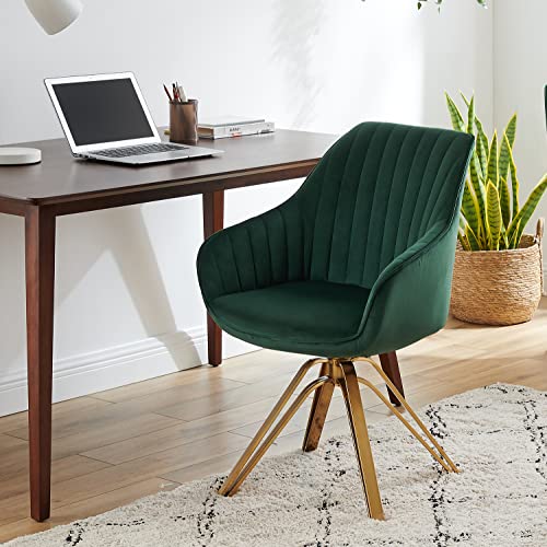 Upholstered Swivel Accent Chair with Gold Plated Legs Y5024