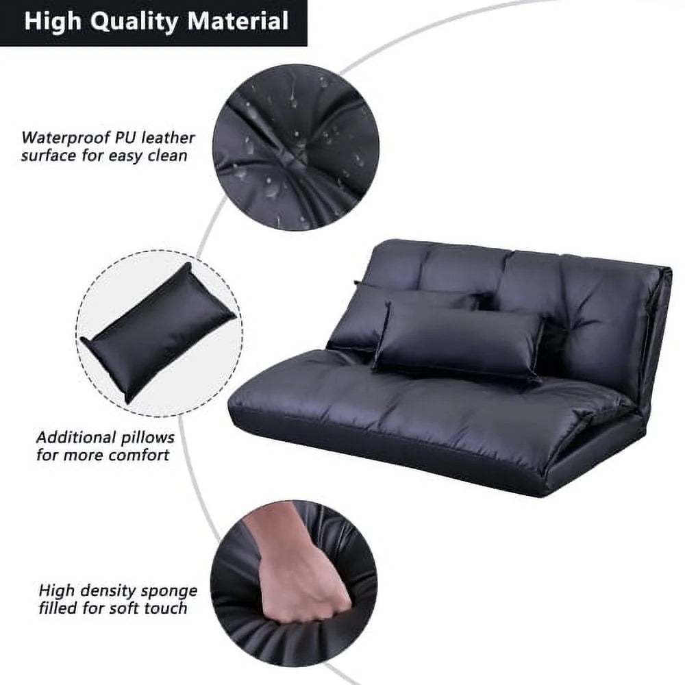 Adjustable Folding Futon Sofa with Two Pillows B9940