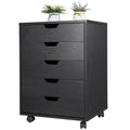 Black 5 Drawer Desk Cabinet with Casters Y985607