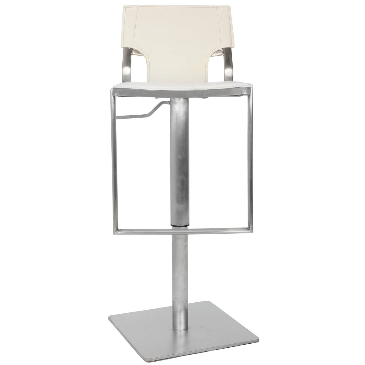 White Leather Seat Stainless Steel Adjustable Bar Stool I975533