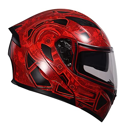 Motorcycle Dual Visor Flip up Modular Full Face Helmet V6134
