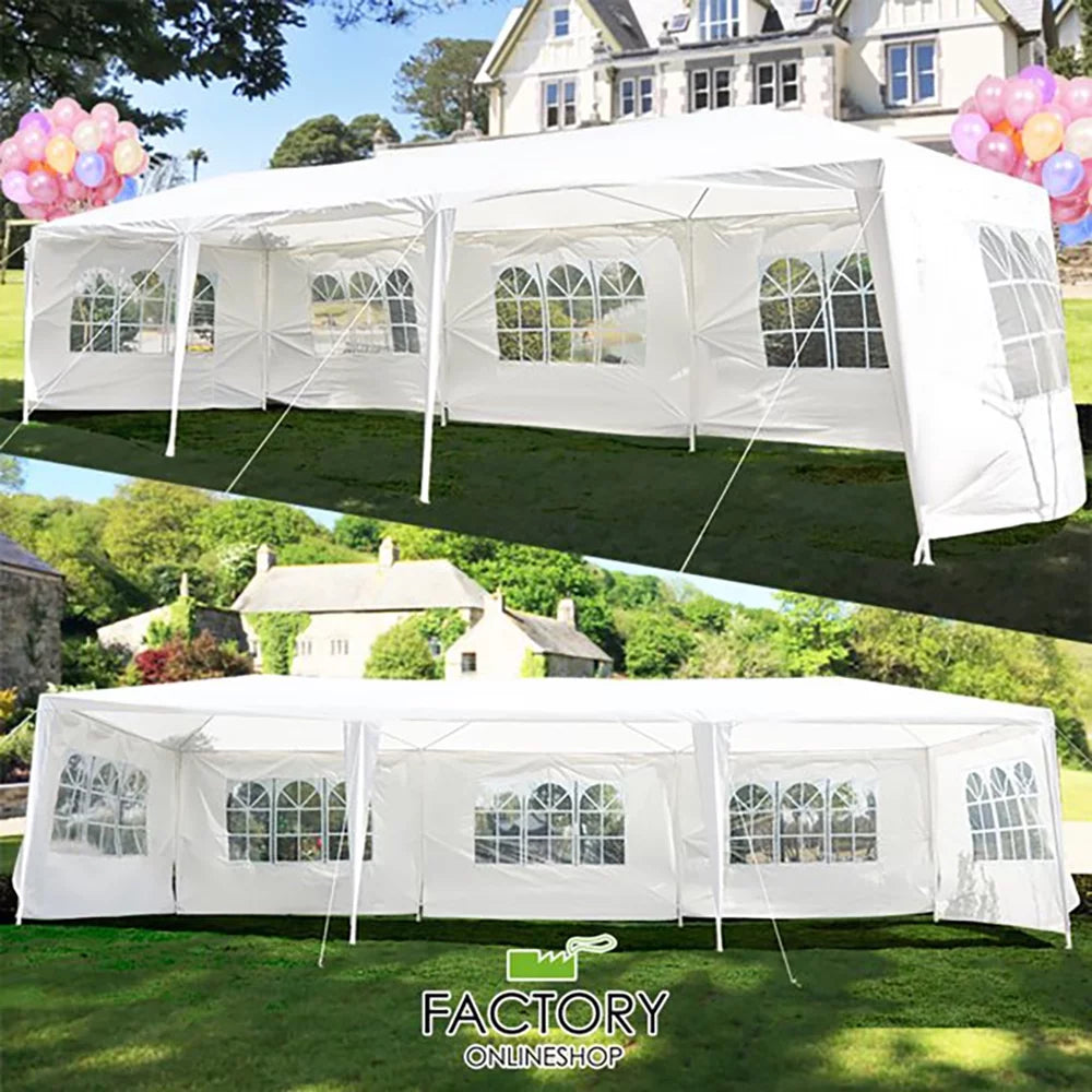 10'x30' Outdoor Canopy Tent with 8 Side Walls White A3052