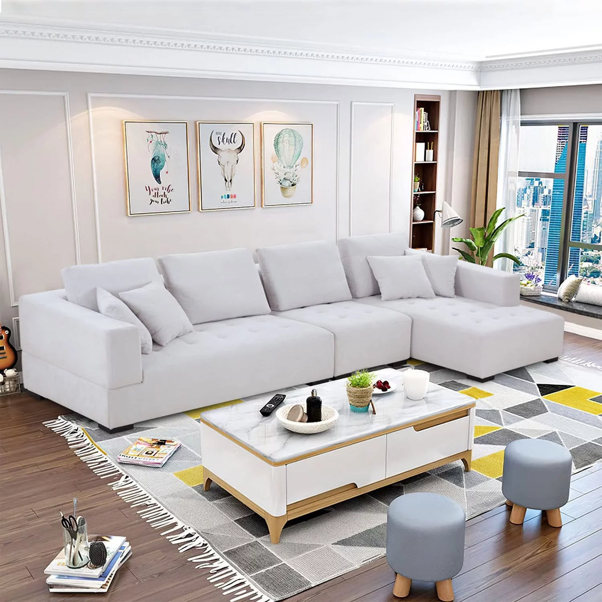 134.6'' L-Shape Sectional Sofa with Chaise Lounge V905601