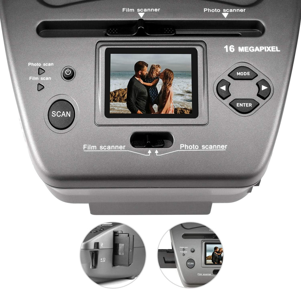 16MP Film Scanner with 2.4 LCD Screen for 35mm Slides and Negatives Q8719