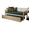 White Daybed and Trundle with Linen Aqua Mattresses J313529
