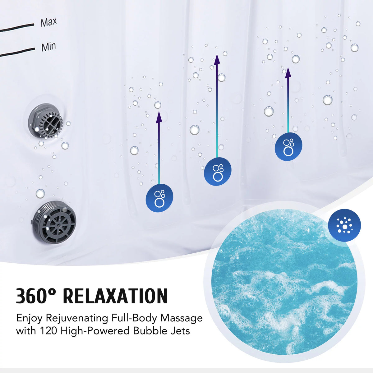 4 Person 6ft Inflatable Hot Tub Pool with Massage Jets A708448