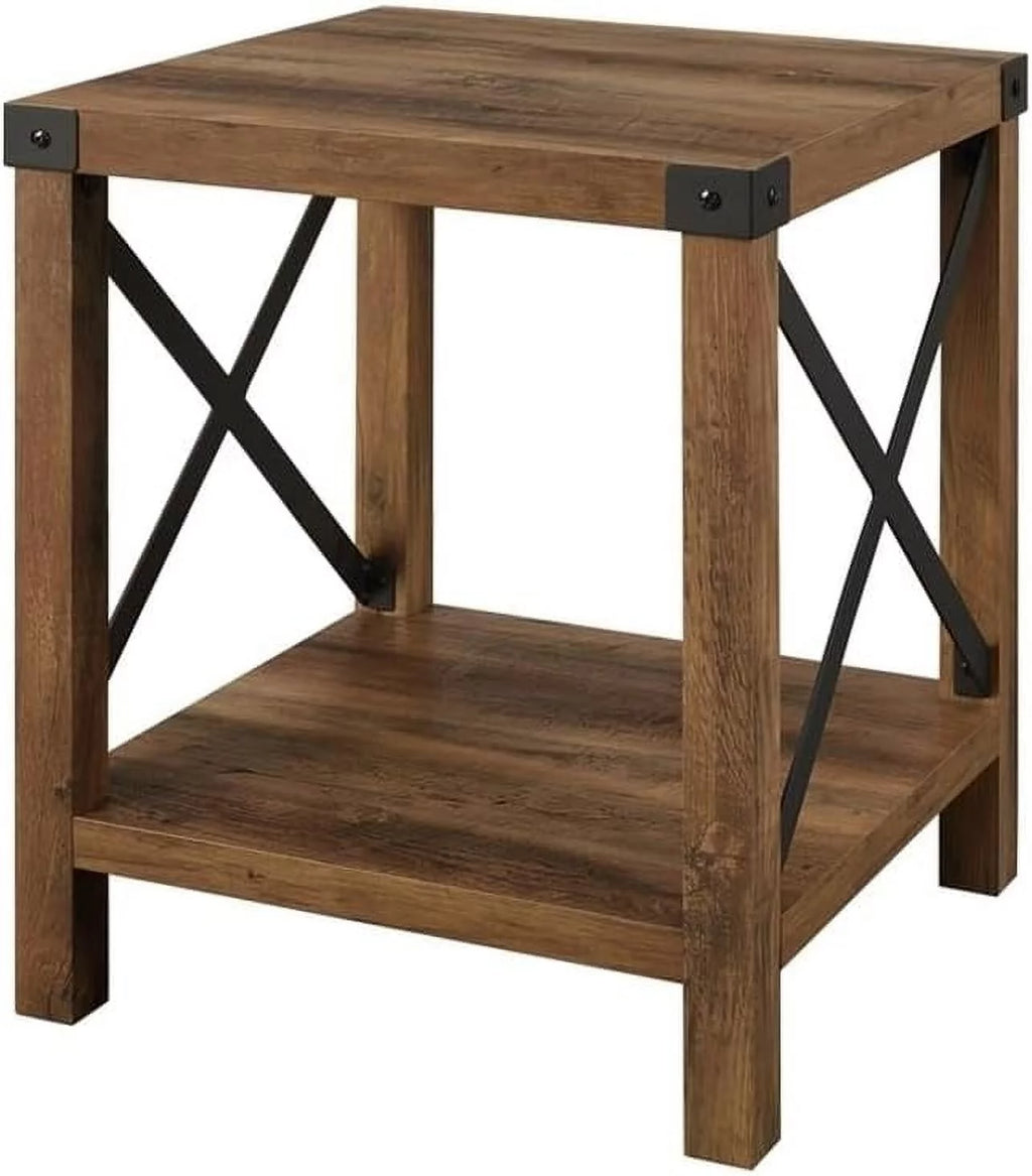 18 Inch Rustic Oak Side Table F631055
