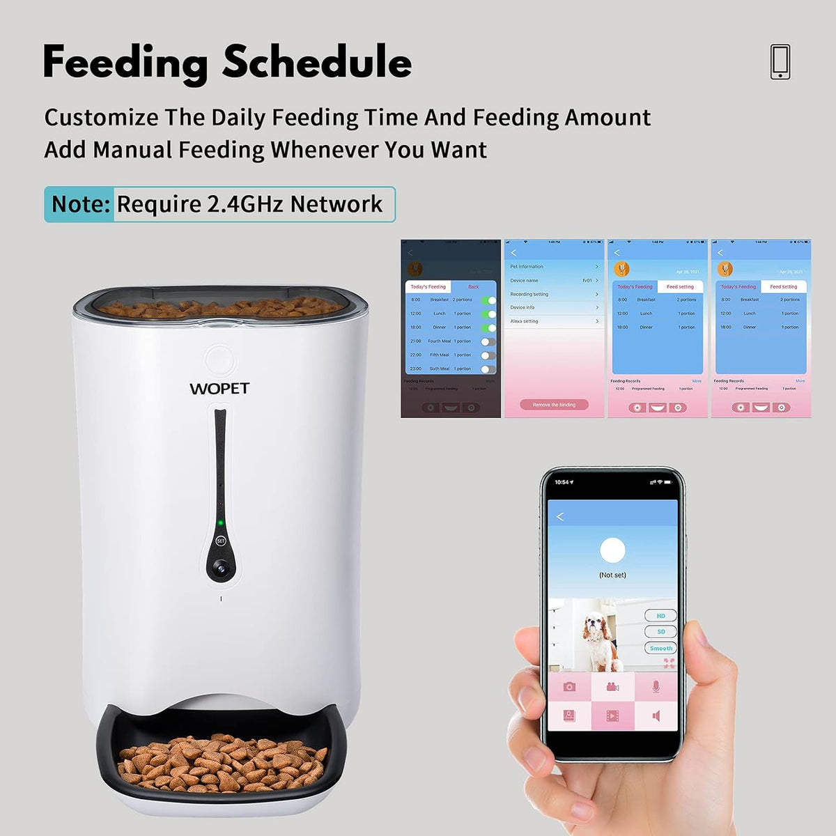 Automatic Cat Feeder with Camera, 7L App Control Smart Feeder X340345