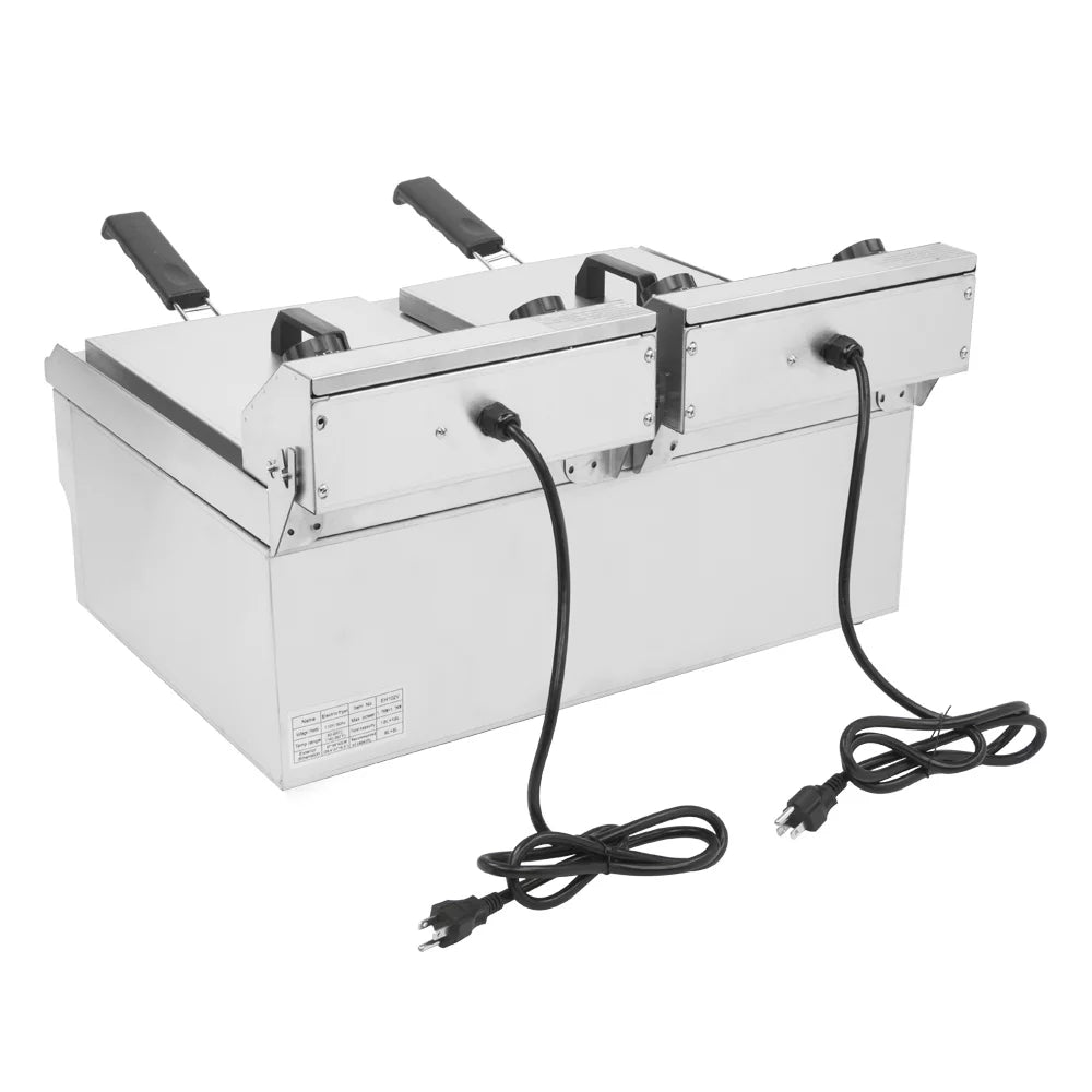 16L Stainless Steel Double Tank Deep Fryer 3400W I459