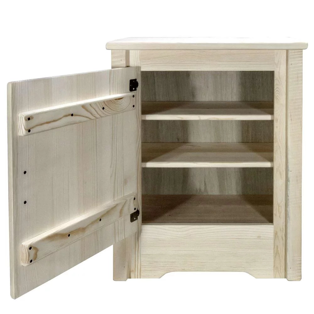 Pine Wood Accent Cabinet with Bear Design F73561
