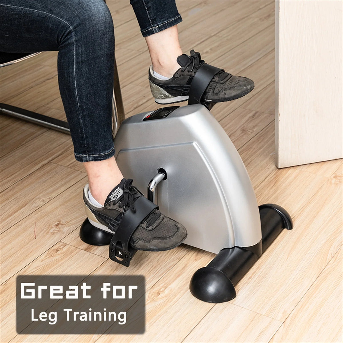 White Under Desk Exercise Pedal Bike with LCD Screen B4453