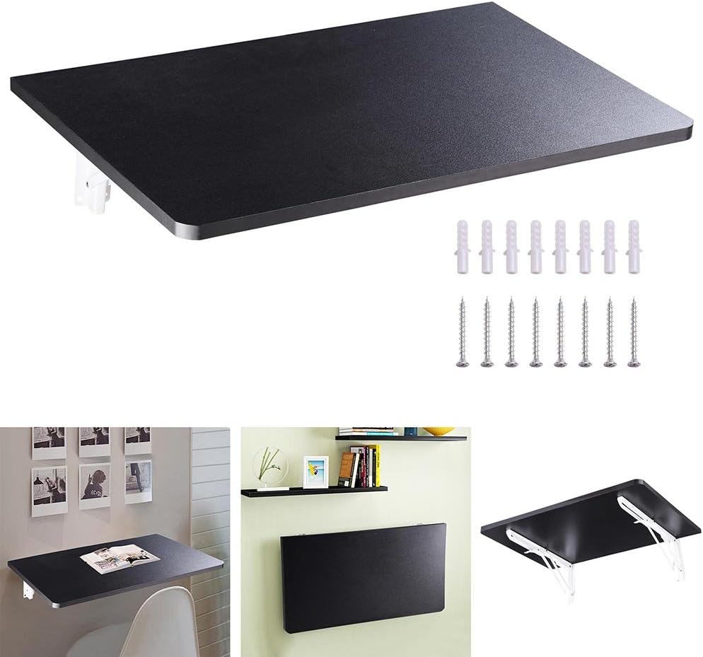 White Wall Mounted Folding Desk Wooden Drop Leaf Table 24x16 Pack of 2 O157781