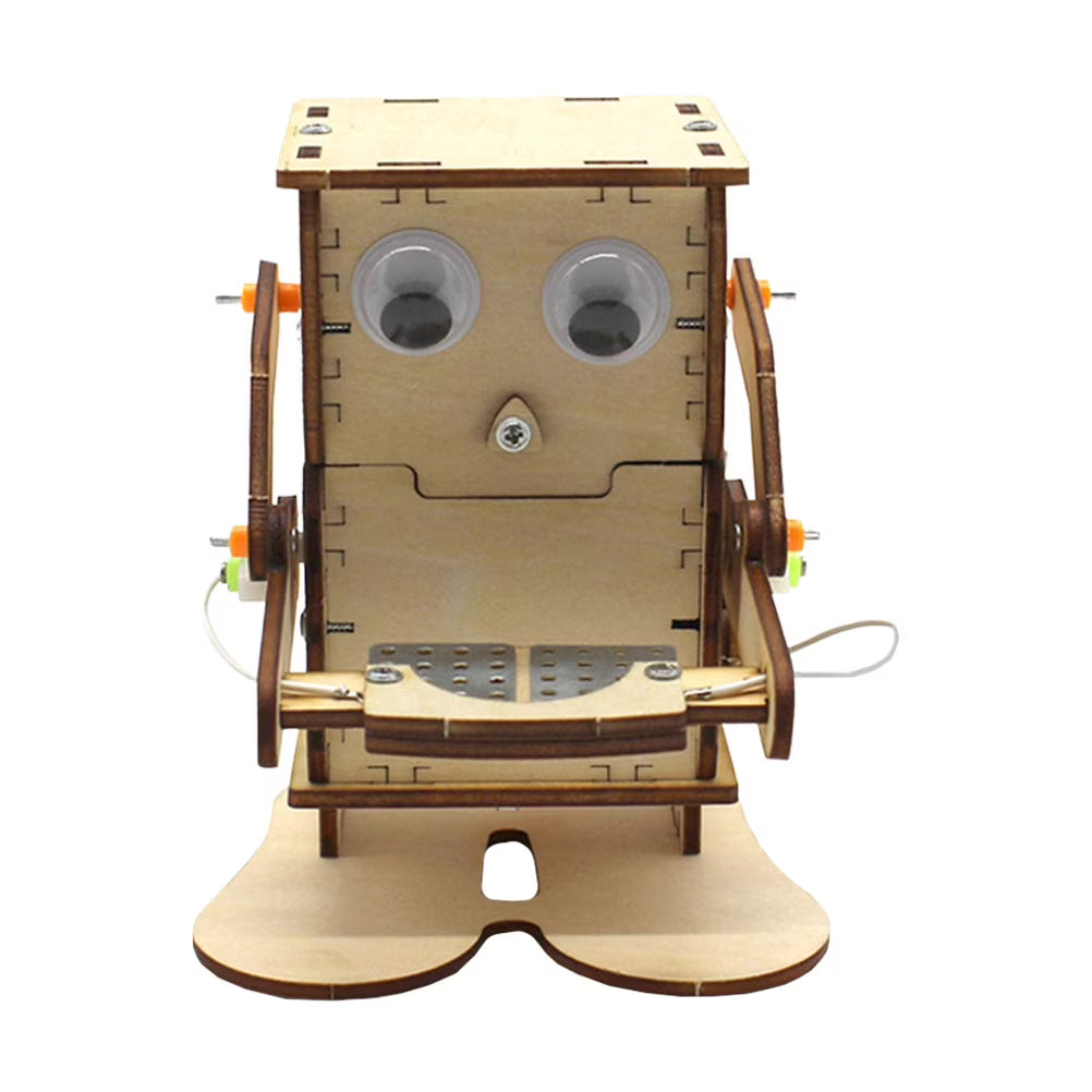 Wooden Piggy Bank Coin Eating Robot Toy I2060