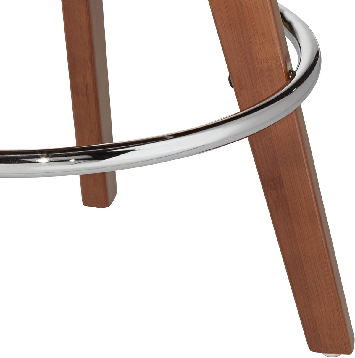Walnut Bamboo Swivel Stool Brown 26 1/2" High Ivory Velvet Upholstered Cushion with Backrest Footrest N7811