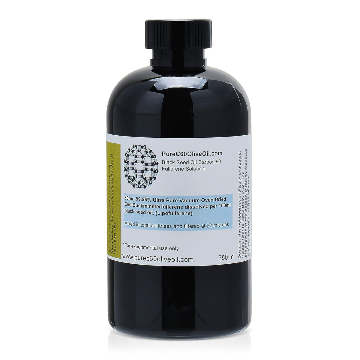 C60 Black Seed Oil 250ml / 8.5 Fl Oz Amber Glass Bottle E169