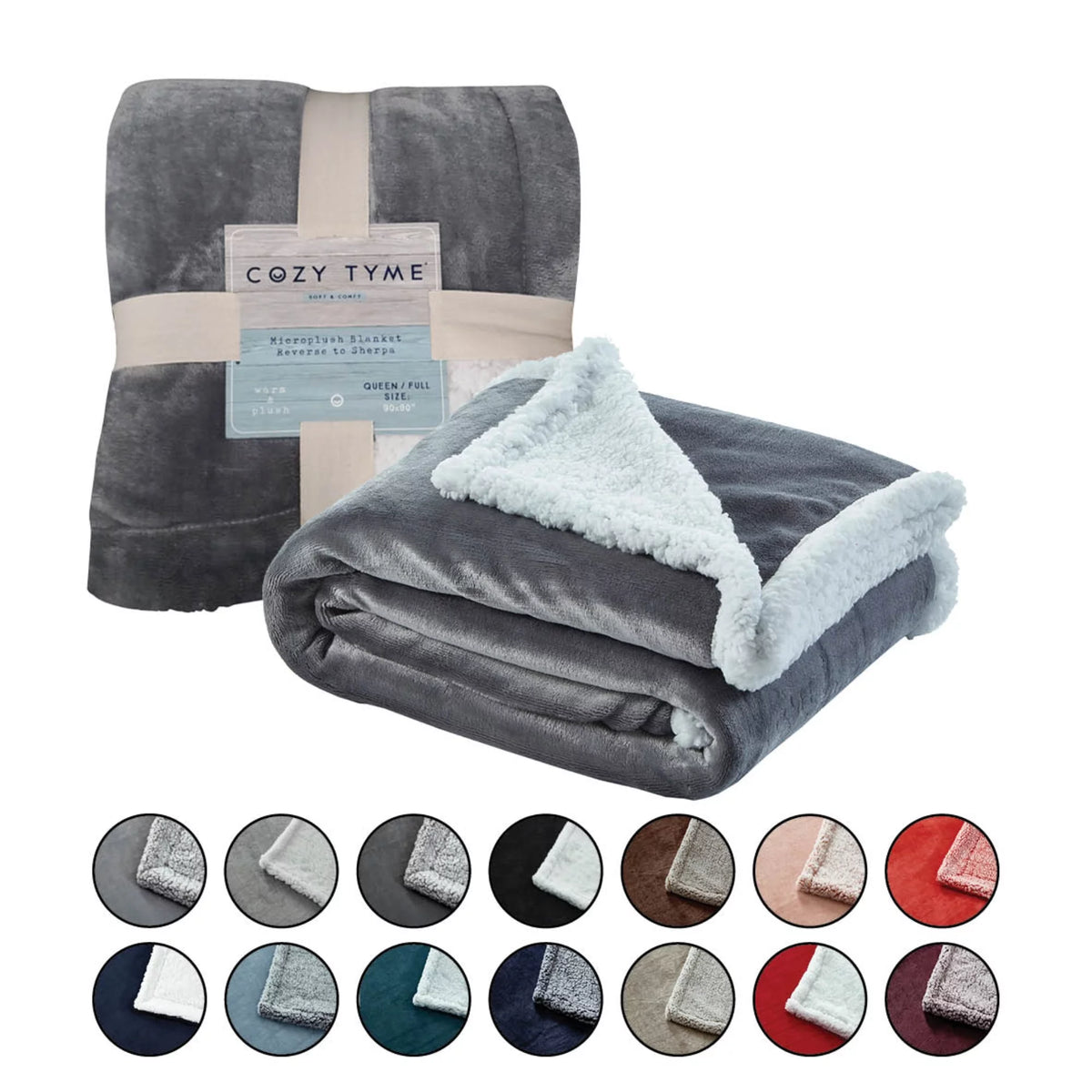 Flannel Reversible Sherpa Throw Blanket 60"x 80" Navy I61450