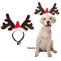 Christmas Dog Elk Reindeer Antler Headband Santa Hat Pet Costume J96756