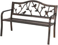 Black Cast Iron Outdoor Bench with Floral Backrest E2145