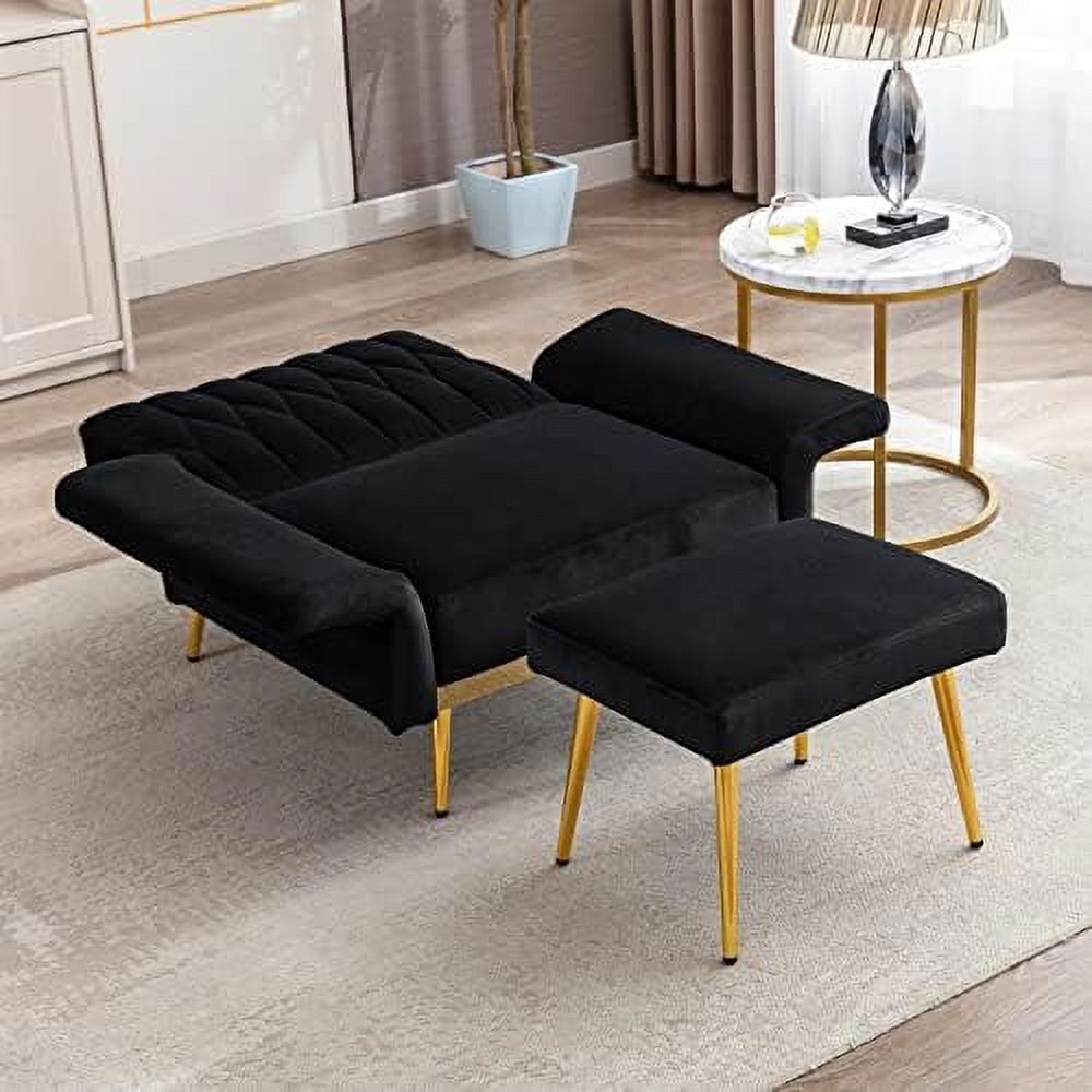 Modern Velvet Single Sofa Chair with Ottoman Q696772