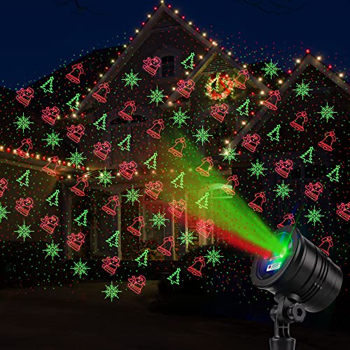 Christmas Projector Lights Outdoor Laser Lights Landscape Spotlight Red and Green Star Shower with Wireless Remote R6393