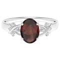 Oval Red Garnet Solitaire Ring 925 Sterling Silver W7897
