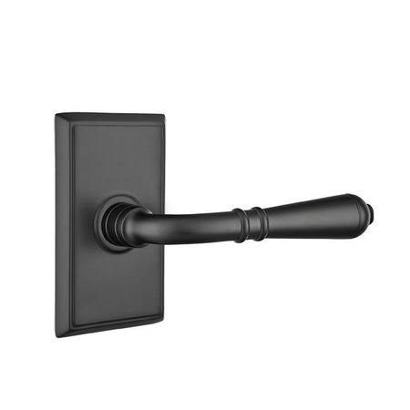 Flat Black Privacy Lever with Rectangular Rose A1387