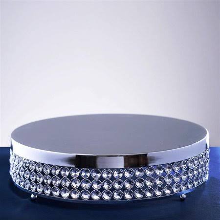 15 inch Grand Beaded Crystal Metal Riser Cake Stand O705