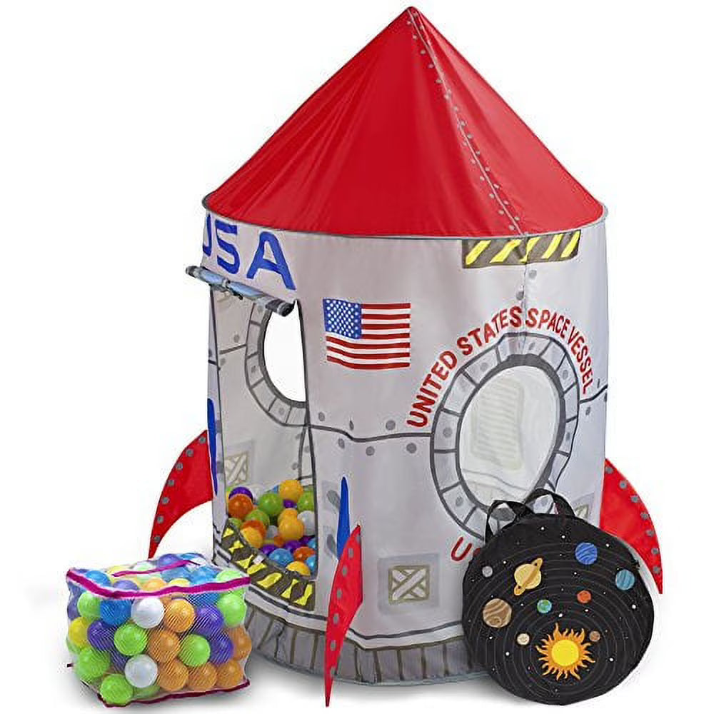 Space Adventure Rocket Play Tent with 100 Soft Ball Pit Balls D116