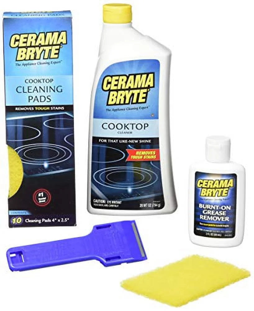 Ceramic Cooktop Cleaner, 28 Ounce, Scraper, 10 Pads I4193