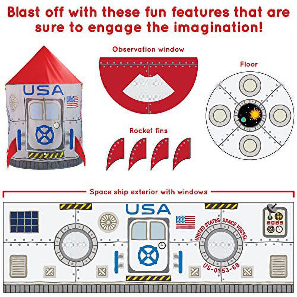 Space Adventure Rocket Play Tent with 100 Soft Ball Pit Balls D116