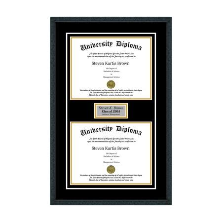Black 3/4x22 Double Diploma Frame L478