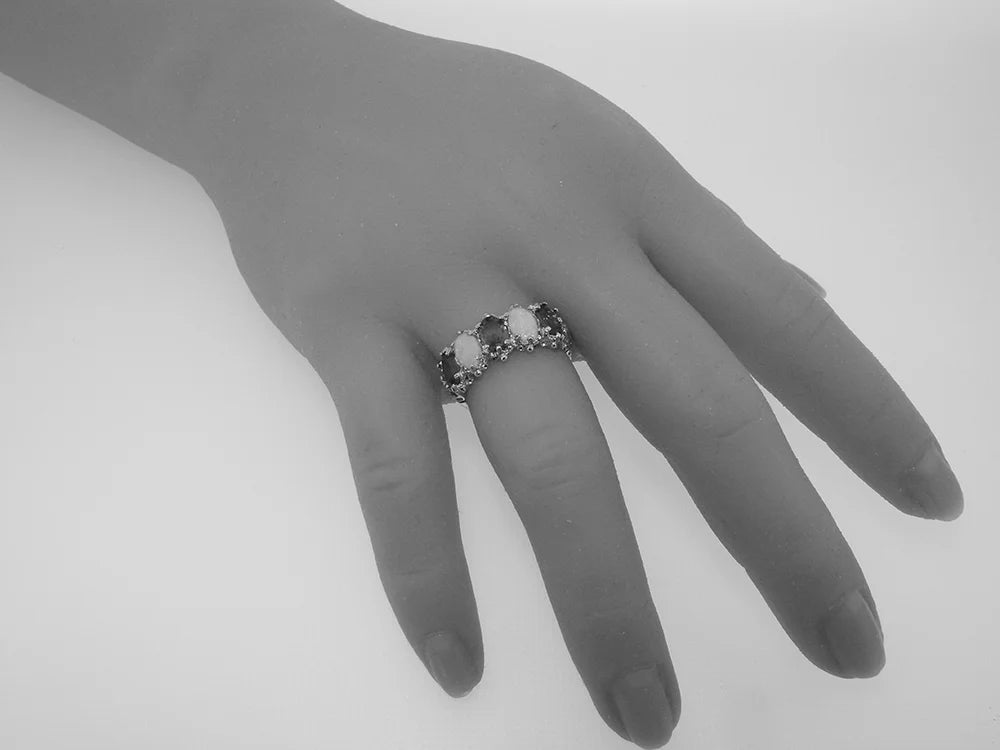 18k Rose Gold Natural Sapphire & Opal Eternity Ring A114842