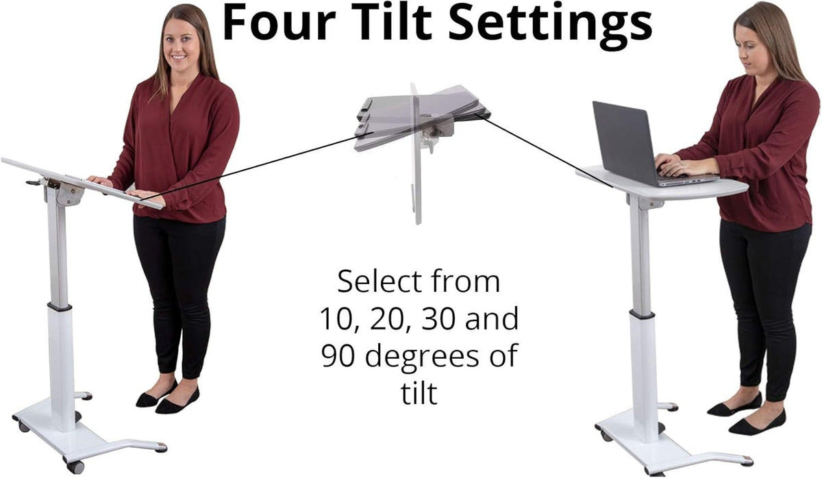 White Pneumatic Adjustable-Height Lectern V185