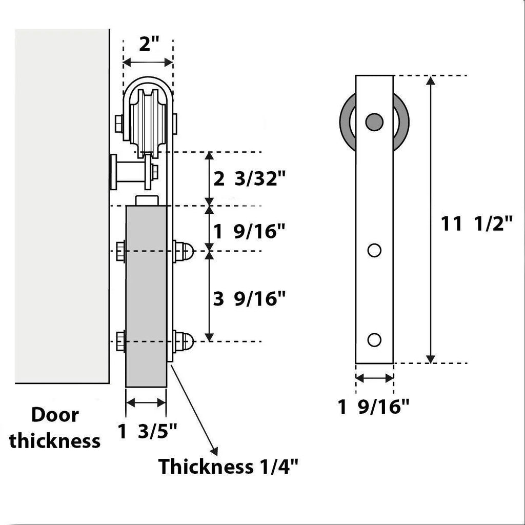 White Sliding Barn Door 32x80 with Black Hardware I4097