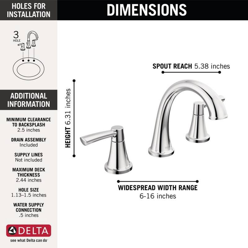 8 in. Widespread Double Handle Bathroom Faucet Polished Chrome W344