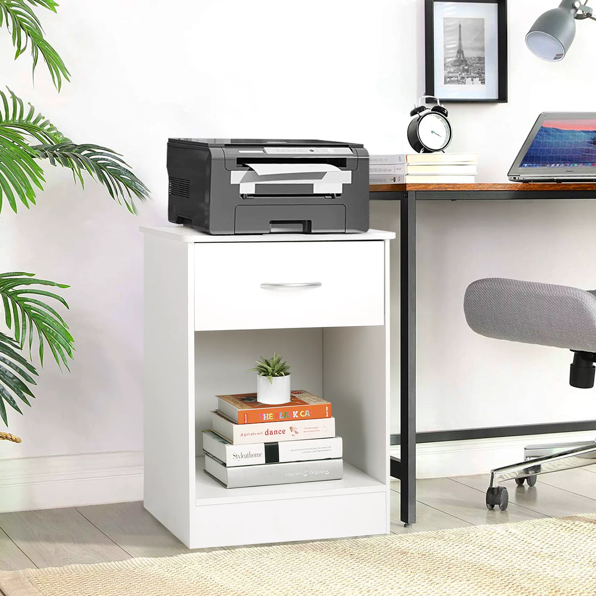 White Nightstand with Drawer T501