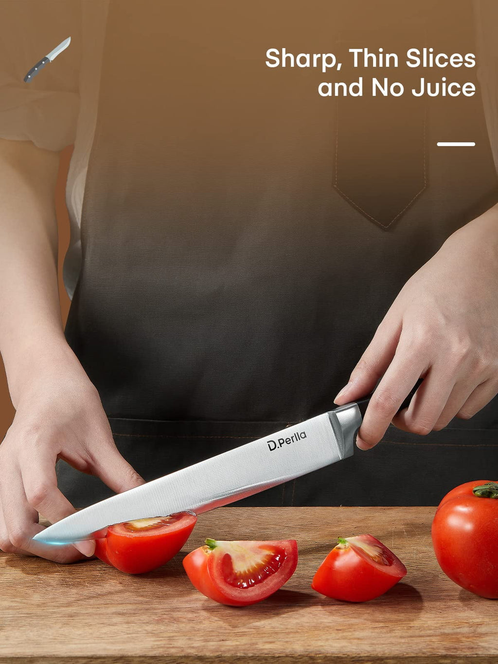 6 Piece German Stainless Steel Kitchen Knife Set with Wooden Block O623