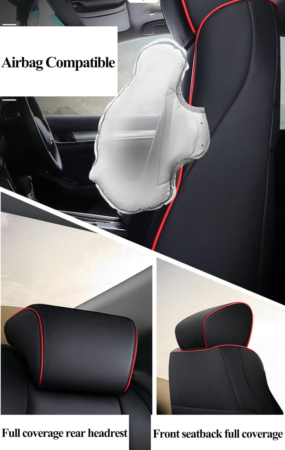 Black Leatherette Full Set Car Seat Covers A868429