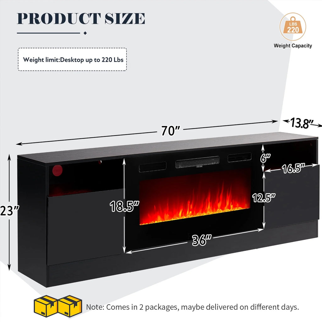 Black Fireplace TV Stand with 36'' Electric Fireplace N698650