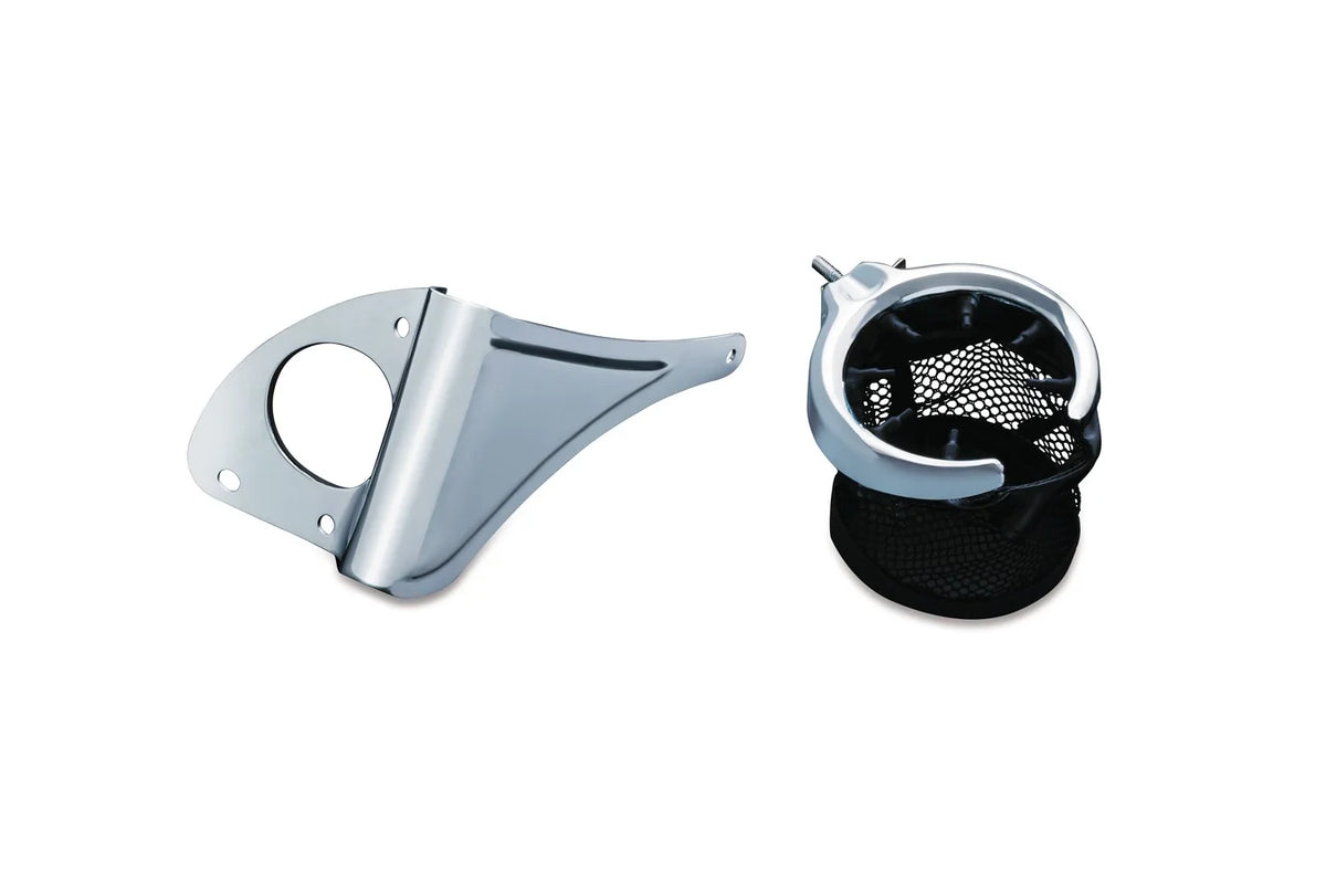 Chrome Motorcycle Passenger Drink Holder with Mesh Basket W3535