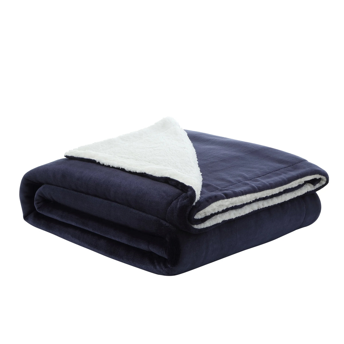 Flannel Reversible Sherpa Throw Blanket 60"x 80" Navy I61450