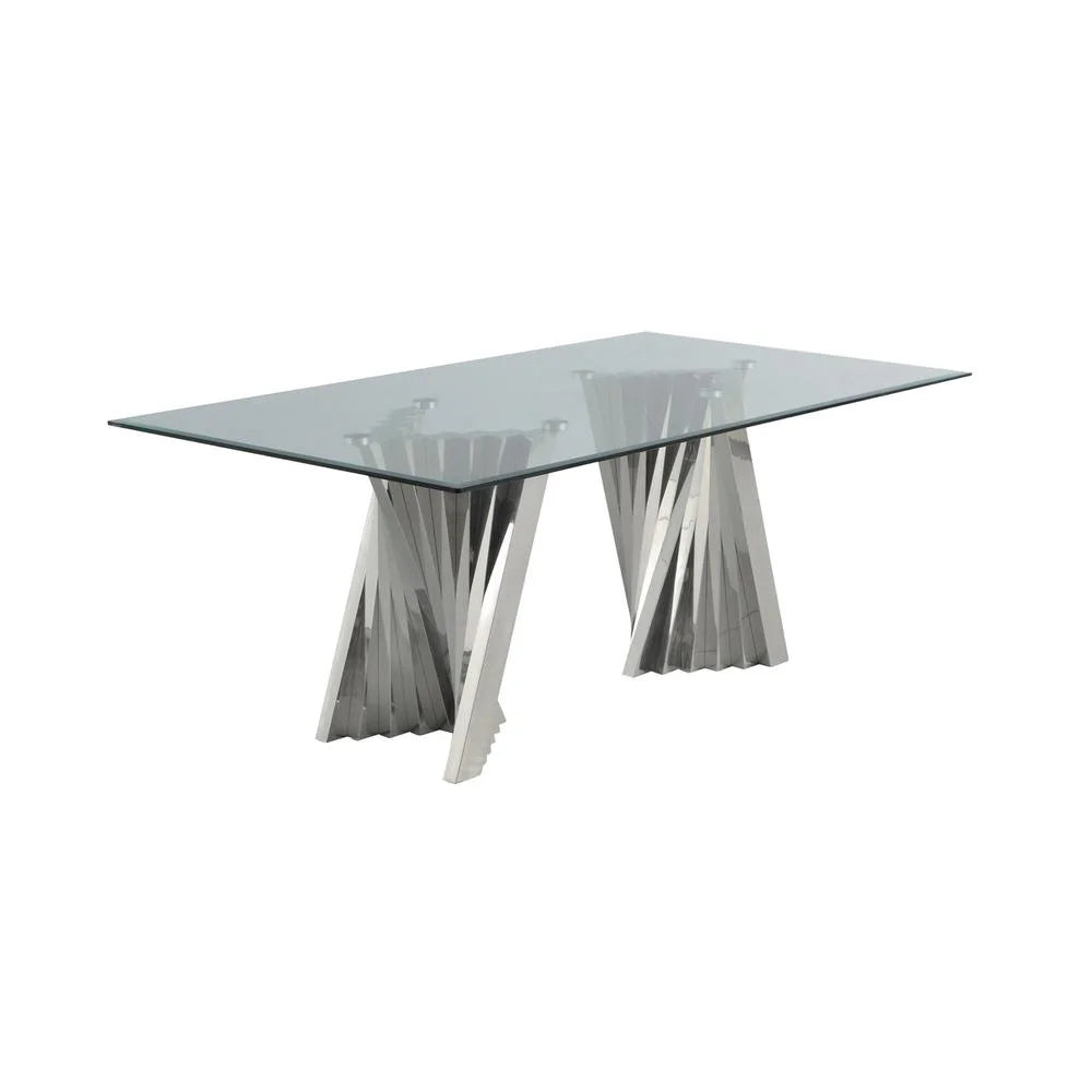 Clear Glass Dining Set with 6 Gray Velvet Chairs Y269