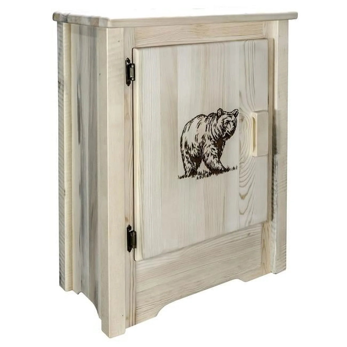 Pine Wood Accent Cabinet with Bear Design F73561