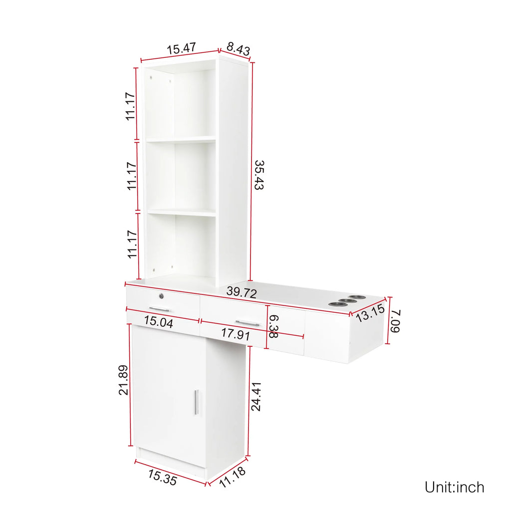 White Hair Desk with Storage V96203