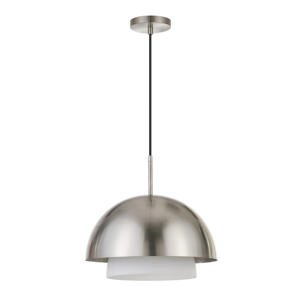 1-Light Brass Pendant with Seeded Glass Shade D251938