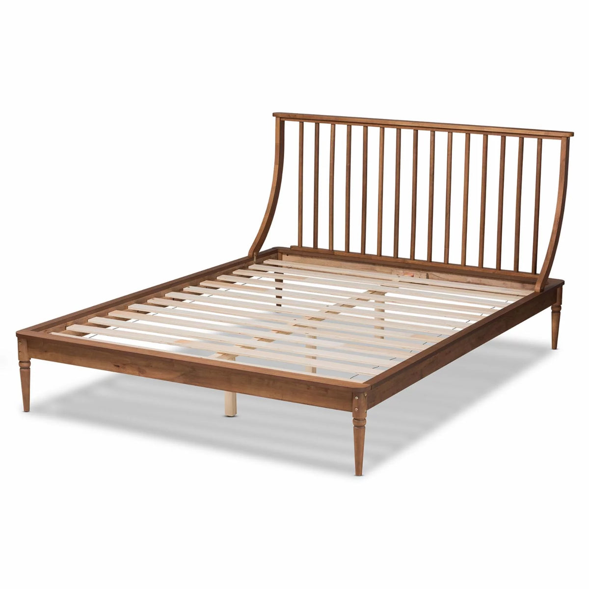 Walnut Brown Wood King Size Platform Bed E812673